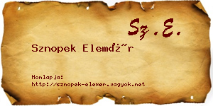Sznopek Elemér névjegykártya